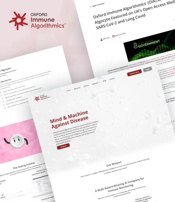 Oxfort Immune Algorithmics Website UX and UI Designed by Scopic